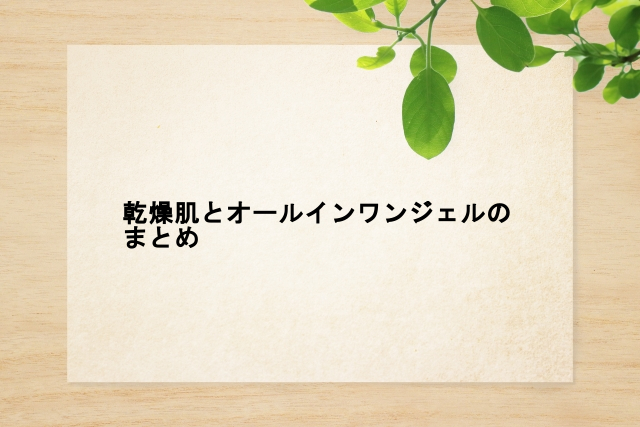 乾燥肌とオールインワンジェルのまとめ
