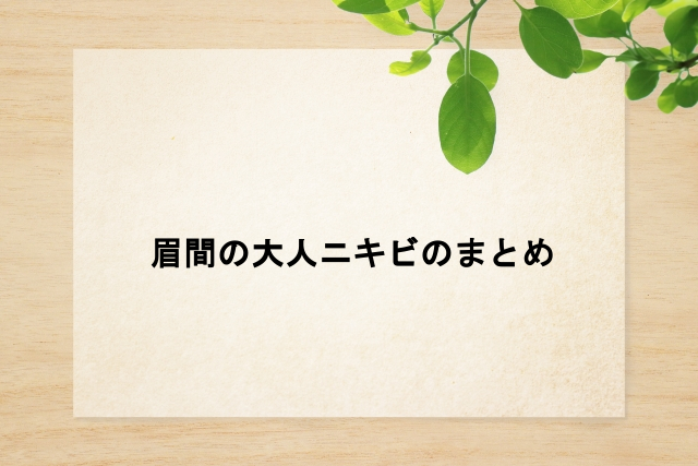 眉間の大人ニキビのまとめ