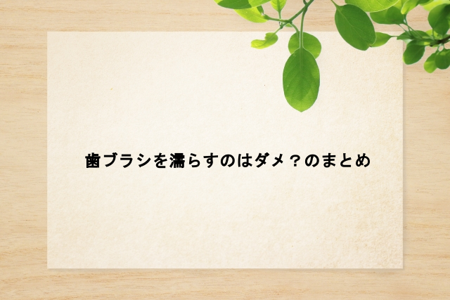 歯ブラシを濡らすのはダメのまとめ